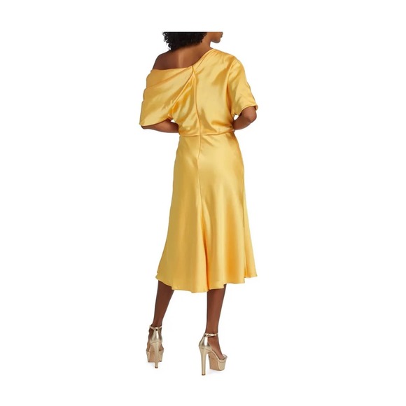 Amsale Draped Satin One-Shoulder Dress. size 2 - Picture 2 of 7